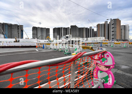 Tokyo, Japan. 30th Aug, 2019. Olympic Village for 2020 Summer Olympics in Tokyo, Japan, is seen under construction on August 30, 2019. Credit: Vit Simanek/CTK Photo/Alamy Live News Stock Photo