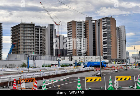 Tokyo, Japan. 30th Aug, 2019. Olympic Village for 2020 Summer Olympics in Tokyo, Japan, is seen under construction on August 30, 2019. Credit: Vit Simanek/CTK Photo/Alamy Live News Stock Photo