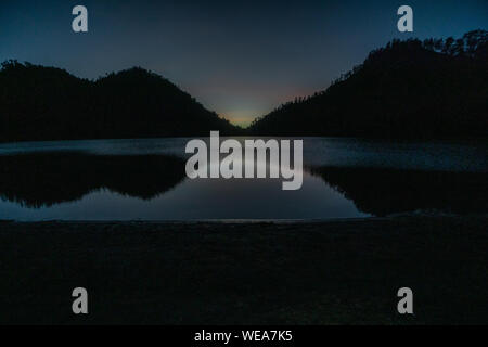 Ranu Kumbolo lake is holy lake for hindu located in bromo tengger semeru national park in malang lumajang east java indonesia Stock Photo