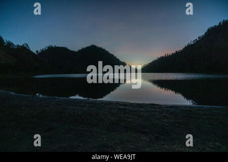 Ranu Kumbolo lake is holy lake for hindu located in bromo tengger semeru national park in malang lumajang east java indonesia Stock Photo