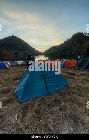 Ranu Kumbolo lake is holy lake for hindu located in bromo tengger semeru national park in malang lumajang east java indonesia Stock Photo