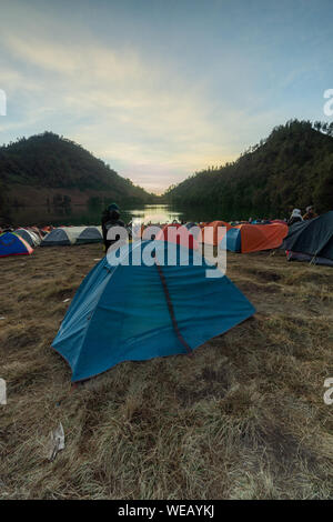 Ranu Kumbolo lake is holy lake for hindu located in bromo tengger semeru national park in malang lumajang east java indonesia Stock Photo