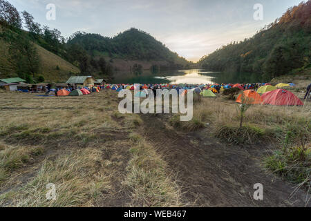 Ranu Kumbolo lake is holy lake for hindu located in bromo tengger semeru national park in malang lumajang east java indonesia Stock Photo