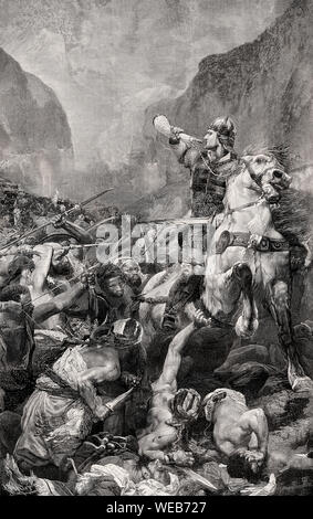 Roland, a Frankish military leader under Charlemagne at the Battle of Roncevaux Pass, 778 Stock Photo