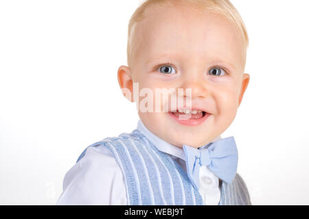 Born to be fashionable. Boy child with fashion look. Small baby in fashionable wear. Small child happy smiling. Fashion boy. Adorable fashionist. Chil Stock Photo
