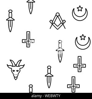 Occult, Demonic Entity Imagery Vector Seamless Pattern Stock Vector