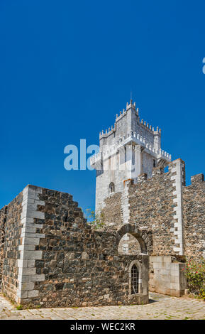 Torre de Menagem, Manueline style tower and ramparts at Castelo de Beja, 14th century castle in town of Beja, Baixo Alentejo, Portugal Stock Photo