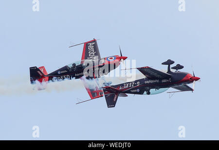 Bournemouth, UK, 30th August 2019. The Blades Aerobatic Display Team perform above Bournemouth Beach at this years Bournemouth Air Festival. Credit Stuart Martin/Alamy Live News Stock Photo