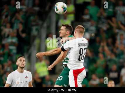 BUDAPEST, HUNGARY - AUGUST 29: Nikolai Signevich of Ferencvarosi TC  celebrates his goal during the UEFA Europa League Play-off Second Leg match  between Ferencvarosi TC and FK Suduva at Ferencvaros Stadium on