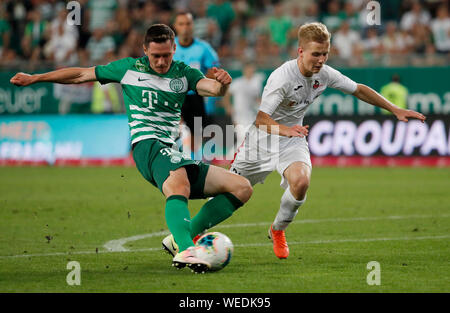 BUDAPEST, HUNGARY - AUGUST 29: Nikolai Signevich of Ferencvarosi TC  celebrates his goal during the UEFA Europa League Play-off Second Leg match  between Ferencvarosi TC and FK Suduva at Ferencvaros Stadium on