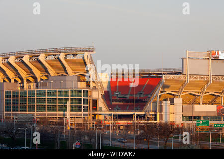 Cleveland, Ohio, USA - Close view of Cleveland Browns Stadium at sunset. Stock Photo