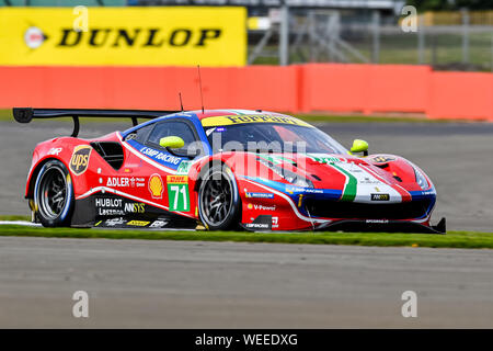 TOWCESTER, UNITED KINGDOM. 30th Aug, 2019. AF CORSE (ITA) - Ferrari 488 GTE EVO: Davide Rigon (ITA) / Miguel Molina (ESP) during Free Practice 1 of FIA World Endurance Championship with 4 hours Silverstone at Silverstone Circuit on Friday, August 30, 2019 in TOWCESTER, ENGLAND. Credit: Taka G Wu/Alamy Live News Stock Photo