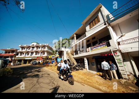 Street scene at Golabrai, Rudraprayag town, India Stock Photo