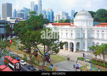 SINGAPORE -23 AUG 2019- View of the National Museum of Singapore, a landmark museum presenting exhibits related to the history of Singapore. Stock Photo