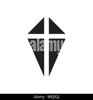 Christian symbol, black gravestone cross icon. Funeral services logo template. Isolated vector illustration. Stock Vector