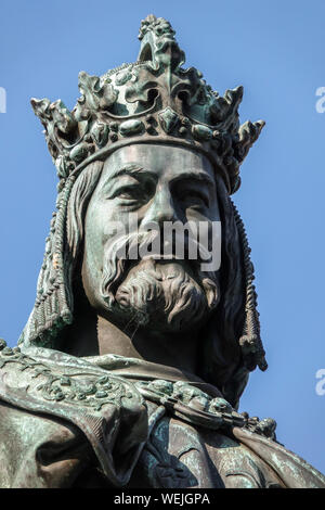 Statue of Charles IV Holy Roman Emperor King of Bohemia, founder of Charles University Prague Stock Photo