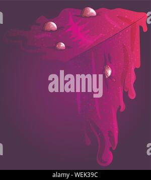 Abstract universe with stars and planets melting on a surface. Pink and purple art. Vector, infinite drawing Stock Vector