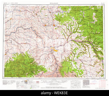 USGS Topo Map Washington State WA Pullman 243311 1958 250000 Restoration Stock Photo