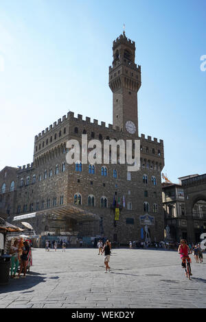 The Palazzo Vecchio (Old Palace) is the town hall of the city of Florence, Italy Stock Photo