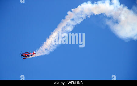 Bournemouth, UK, 30th August 2019. Super Pitts muscle plane performs above Bournemouth Beach at this years Bournemouth Air Festival. Credit Stuart Martin/Alamy Live News Stock Photo