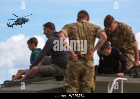 Bournemouth, UK. 30th August 2019. Royal Navy Black Cats fly as crowds flock to see Bournemouth Air Festival. Credit: Carolyn Jenkins/Alamy Live News Stock Photo