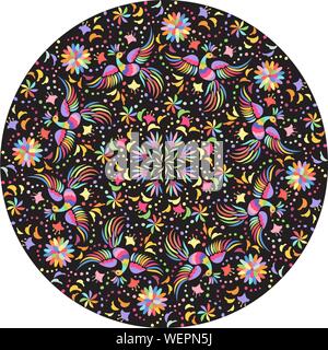 vector Mexican embroidery round pattern Stock Vector