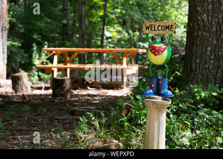 Picnic area at the local park forest  used for hiking Stock Photo