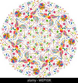 vector Mexican embroidery round pattern Stock Vector