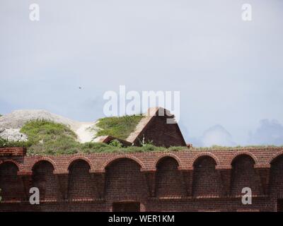 Top portion of Fort Jefferson, a historic ilitary fortress at the Dry Tortugas National Park, Florida. Stock Photo