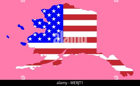 Map of the U.S. state of Alaska with American Flag.Vector illustration eps10 Stock Vector