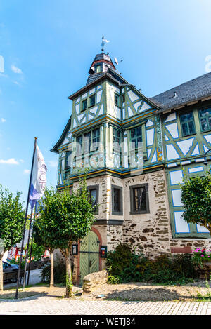 29 August 2019: Colorful Half-timbered (Fachwerkhaus) house in Idstein, Hessen (Hesse), Germany. Nearby Frankfurt am Main, Wiesbaden