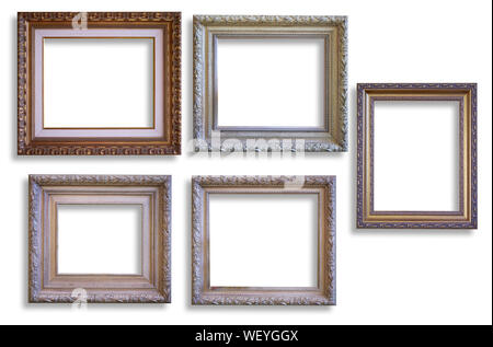 Collection of frames for decorative paintings (Isolated on a white background with shadow) Stock Photo