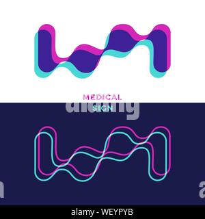 Abstract chem, atom, molecule shape. Lab chemistry, bio, phisical, biology, futuristic logo. Drops DNA genes analysis cloning illustrations Stock Vector