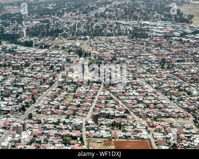 aerial view of vast slums of Addis Ababa, Ethiopia Stock Photo