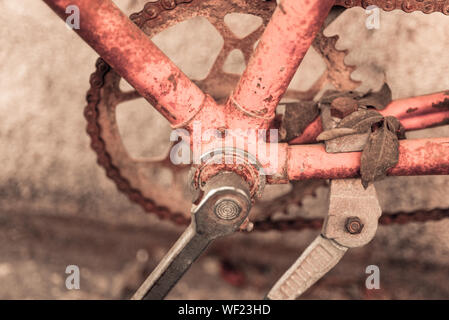 High Angle View Of Rusty Bicycle