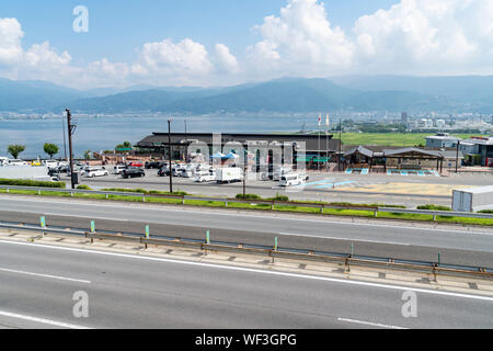 Chūō Expressway Suwako Service Area, Okaya City, Nagano Prefecture, Japan Stock Photo