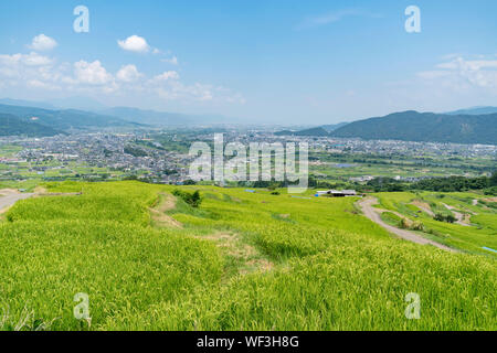 Obasute rice terrace, Chikuma City, Nagano Prefecture, Japan Stock Photo