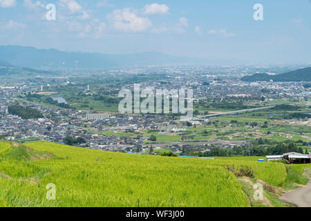 Obasute rice terrace, Chikuma City, Nagano Prefecture, Japan Stock Photo