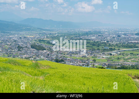 Obasute rice terrace, Chikuma City, Nagano Prefecture, Japan Stock Photo