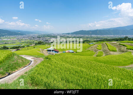 Obasute rice terrace, Chikuma City, Nagano Prefecture, Japan Stock Photo