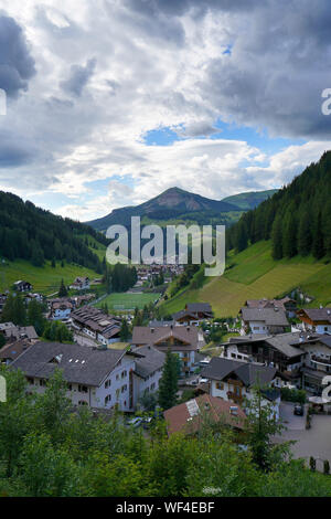 View over town from above, Canazei, Trentino-Alto Adige, Italy, Europe Stock Photo