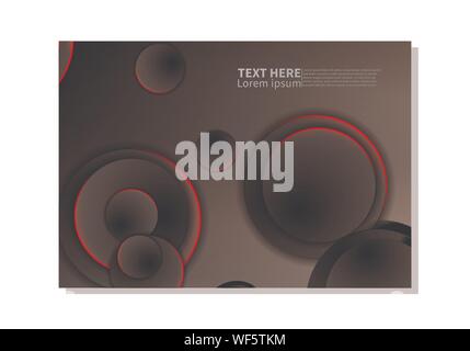 Abstract technology background. dark circles with glowing red  lights. minimal vector design Stock Vector