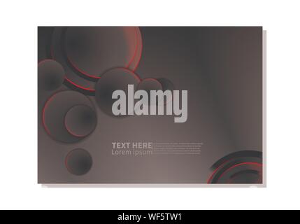 Abstract technology background. dark circles with glowing red  lights. minimal vector design Stock Vector