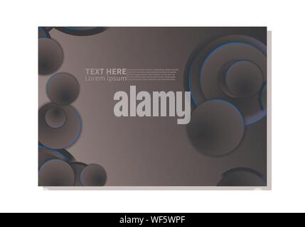 Abstract technology background. dark circles with glowing blue  lights. minimal vector design Stock Vector