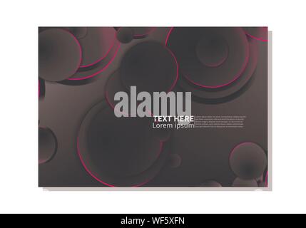 Abstract technology background. dark circles with glowing pink  lights. minimal vector design Stock Vector