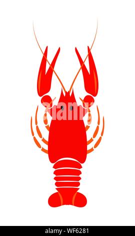 Crayfish icon. Red river lobster, langoustine or crustacean delicacies isolated on white background. Seafood design. Vector illustration. Stock Vector