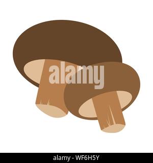 Fresh mushrooms shiitake, isolated on white background. Vector illustration in flat style. Stock Vector