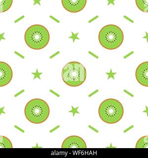 Seamless pattern with kiwi slices. For kitchen textile, wrapping paper, greeting cards and party invitations. Vector illustration. Stock Vector