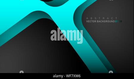 Blue geometric vector background overlap layer on black space for text and background design Stock Vector