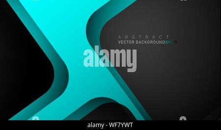 Blue geometric vector background overlap layer on black space for text and background design Stock Vector